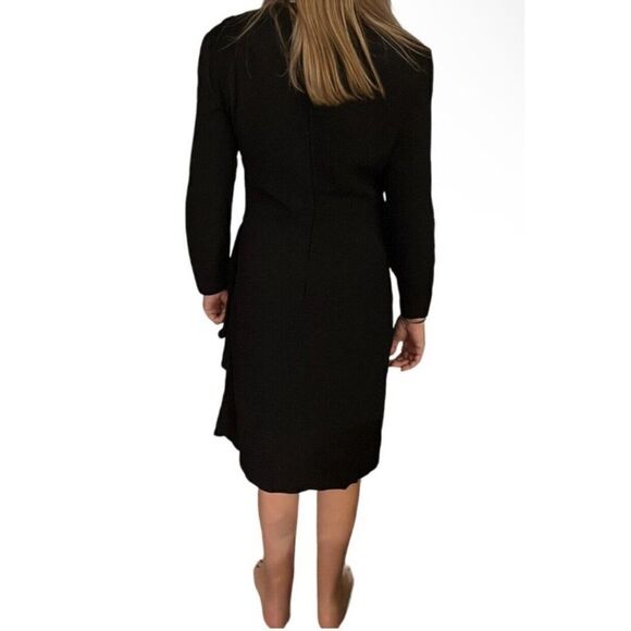 Valentino Boutique Vintage Authentic Solid Black Long Sleeve MIDI Dress 4 Small - Picture 4 of 8